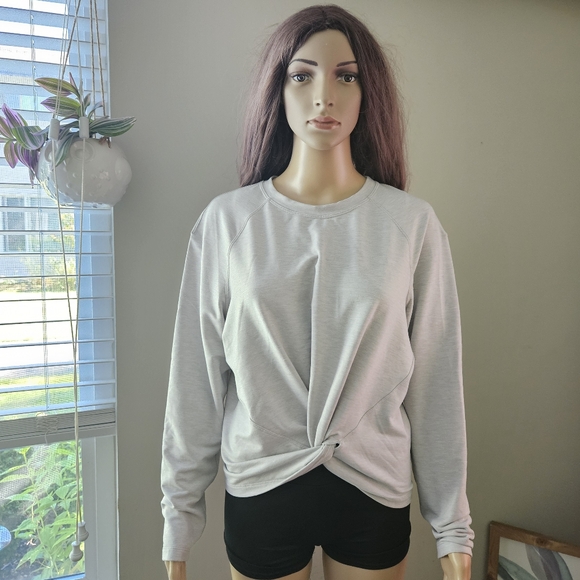 Lululemon Athletica tuck and gather gray pullover sweater top crew neck - Picture 1 of 12